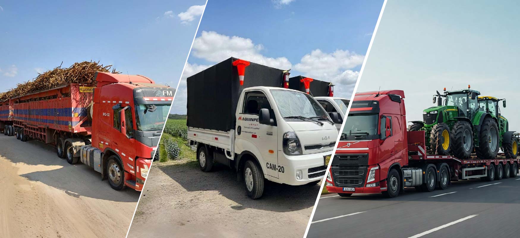 Contamos con flota moderna de transporte, volvos, mercedes benz, maquinpe group