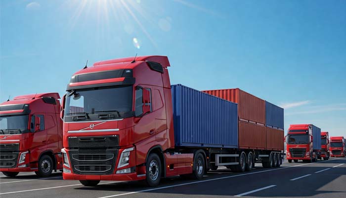 Flota de Maquinpe Group en operación de traslado de contenedores